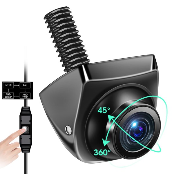 【4 Signal Modes】Backup Camera 360°+45°Rotatable Back up Camera Supports AHD 1080P/720P/NTSC/PAL Models RearView Reverse Camera for Car Truck Super Night Vision IP69K Parking Assist 170° Angle 12V-24V