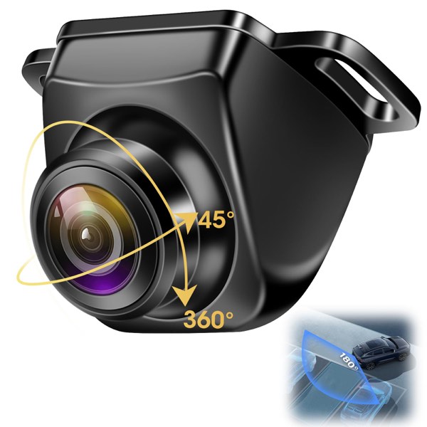 【Upgrade 180°Wide Angle】 Backup Camera AHD 1080P Back up Camera for Cars Super Night Vision 360° Rotatable Front/Side/Rear View Camera IP69K Waterproof Reverse Camera No-drillling Install